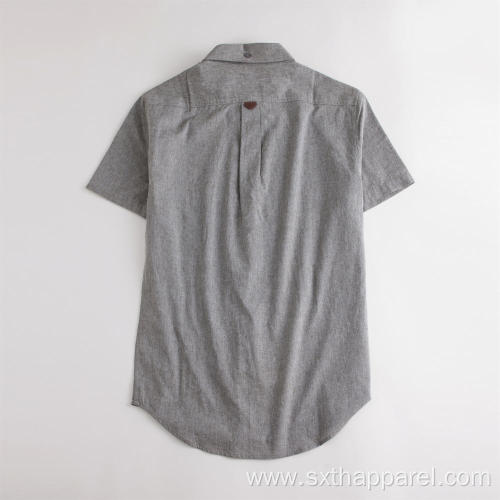 Durable Men's Short Sleeve Solid Cotton Casual Shirt
